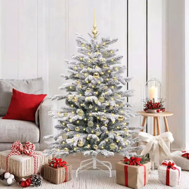 Albero di Natale Artificiale Moderno vidaXL Bianco con Luci LED Warm White, Altezza: 150 cm