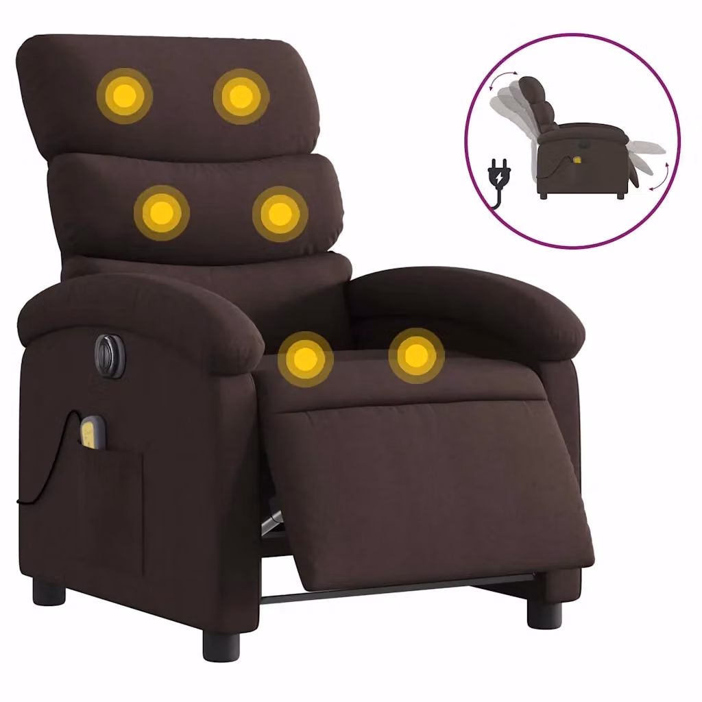 Poltrona relax reclinabile elettrica vidaXL in tessuto marrone con braccioli e struttura in legno e metallo – 2