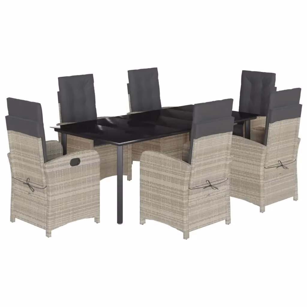Set da Pranzo da Giardino vidaXL in Polyrattan e Vetro con 7 Pezzi, Grigio Antracite – 2