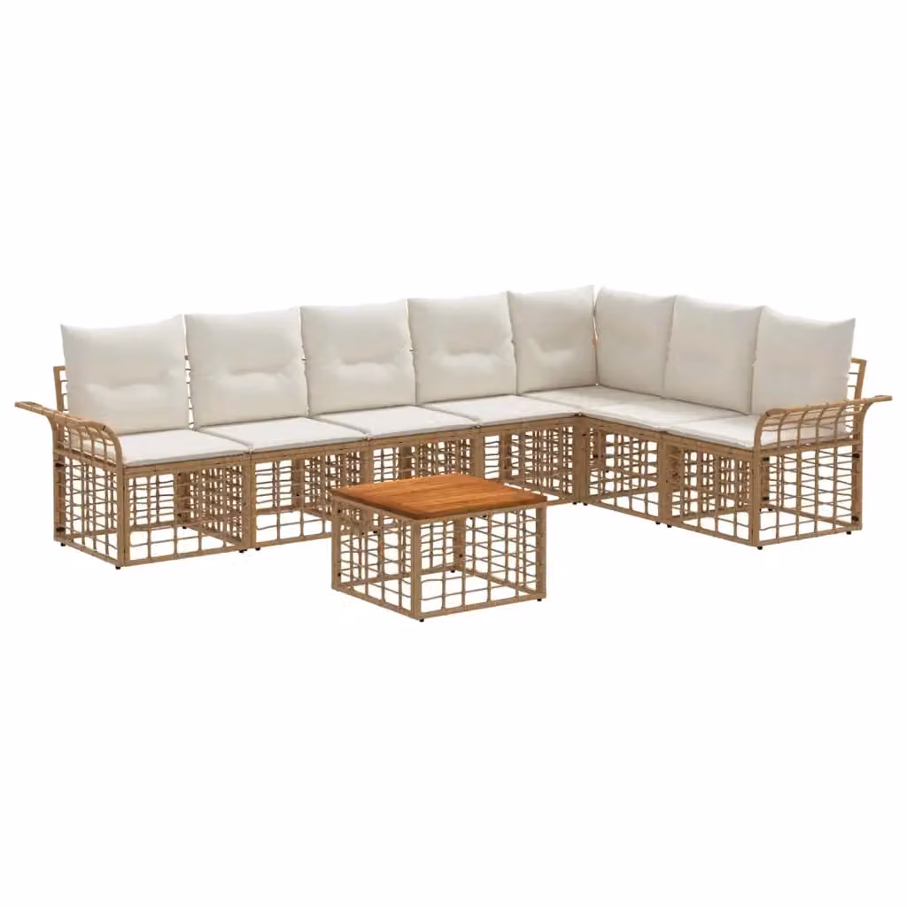 Set di divani da esterno vidaXL 8 pezzi in stile rustico con struttura in metallo e cuscini beige e bianco crema – 2