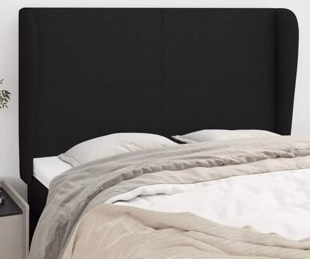 Testiera con Orecchie Design Mania in Tessuto Nero L: 147 cm, P: 23 cm, H: 118/128 cm