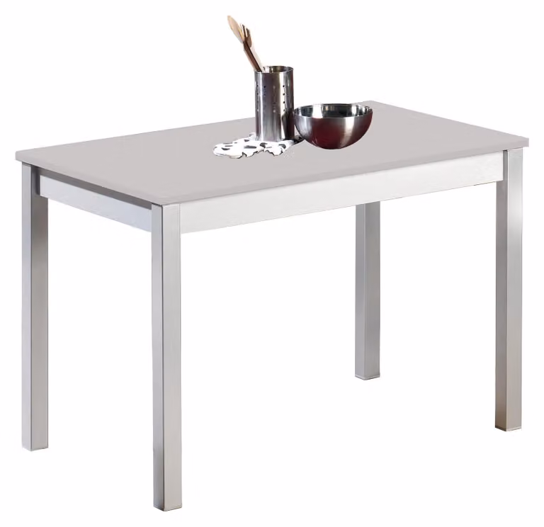 Tavolo da cucina, metallo, grigio, 110x70 cm, con superficie laminata