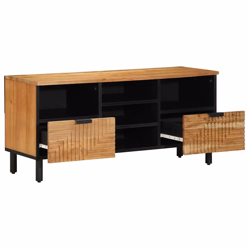 Mobile TV vidaXL in legno di mango massello marrone, design moderno e geometrico, L 100 x P 33 x H 46 cm