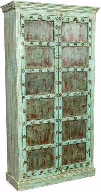 Armadio in legno stile rustico Wanderlust Deco colore verde L/P/H: 105 x 42 x 199 cm