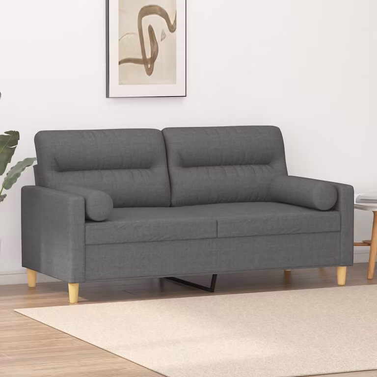 Divano a 2 posti vidaXL moderno in tessuto grigio con cuscini e coperture rimovibili