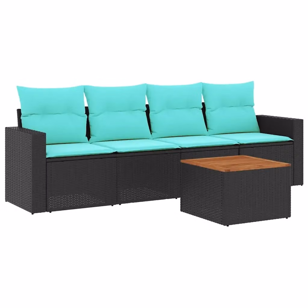 Set di divani da giardino vidaXL in 5 pezzi con cuscini in polyrattan nero e struttura in metallo – 2