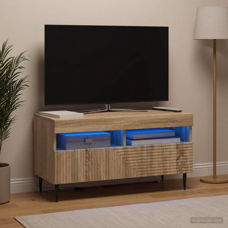 Mobile TV LED vidaXL HAARLEM in Rovere Sonoma, L 81 cm x P 35 cm x H 43 cm