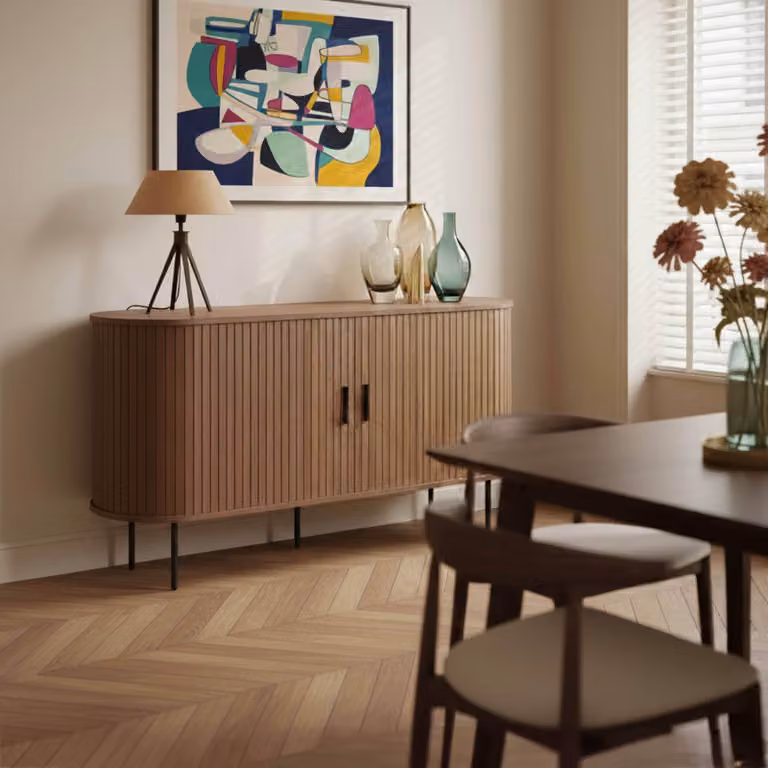 Buffet a 2 ante in melaminico e acciaio 140 cm noce - Oviala Marius
