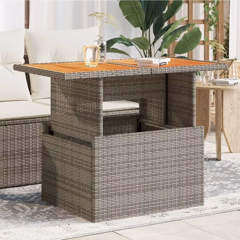 Maison Exclusive - Tavolo da giardino grigio 100x55x73 cm in polyrattan e legno di acacia