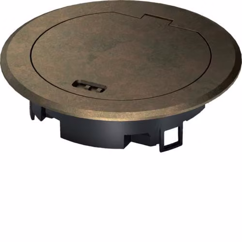 Coperchio ribaltabile in metallo per scatola di derivazione R02, finitura ottone anticato, BSR02MKM, Hager