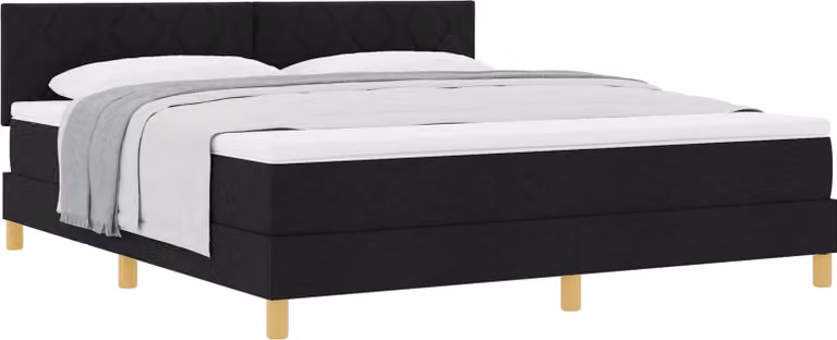 vidaXL Letto a molle con materasso nero 180 x 200 cm in tessuto