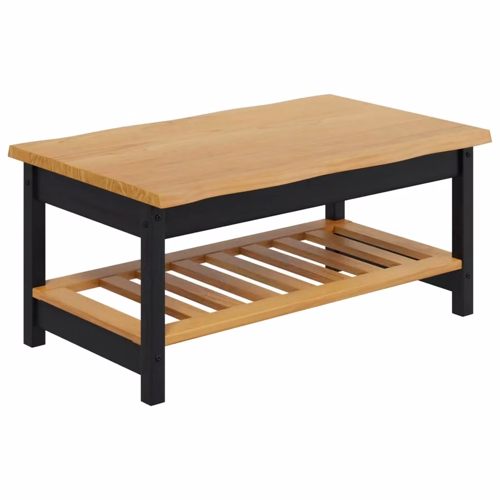Tavolino da salotto rettangolare vidaXL in legno di pino nero stile industriale L: 100 cm, P: 60 cm, H: 45,5 cm – 2