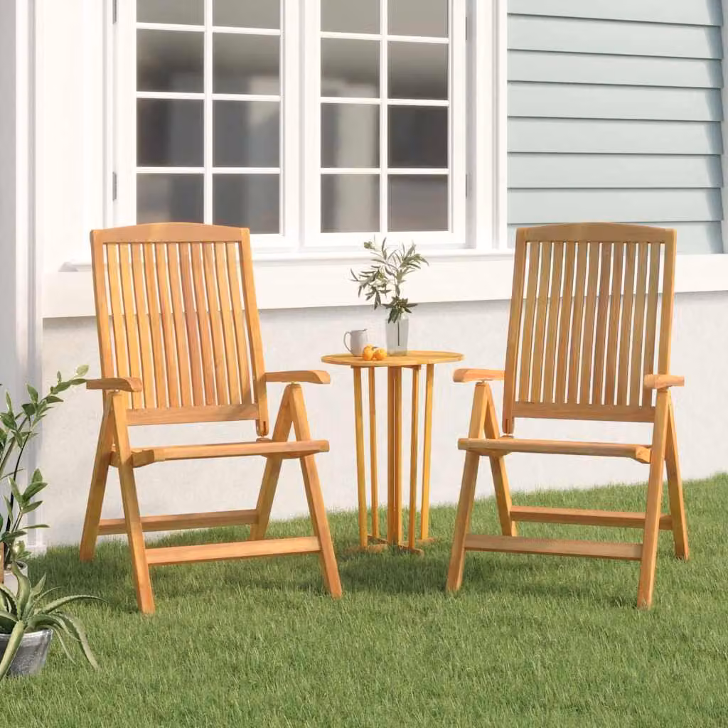 Set di 2 sedie pieghevoli reclinabili vidaXL in legno di teak marrone per giardino