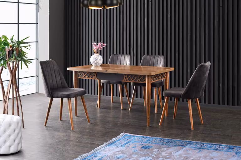Skye Decor, Mira - 1221, tavolo da pranzo allungabile, noce, 100% pannelli truciolari rivestiti in melamina, 130 x 80 x 75 cm