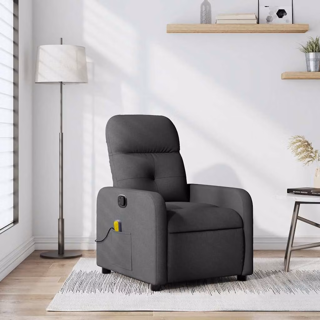 vidaXL Poltrona Reclinabile Relax Grigio con Braccioli e Imbottitura in Tessuto