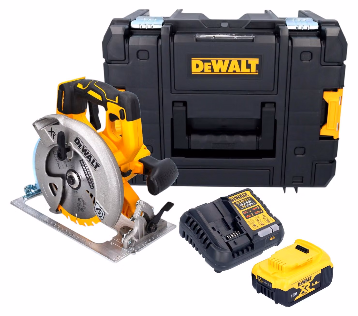 Sega circolare a batteria DeWalt DCS 570 P1T 18 V 184 mm brushless + 1x batteria ricaricabile 5,0 Ah + caricabatterie + TSTAK