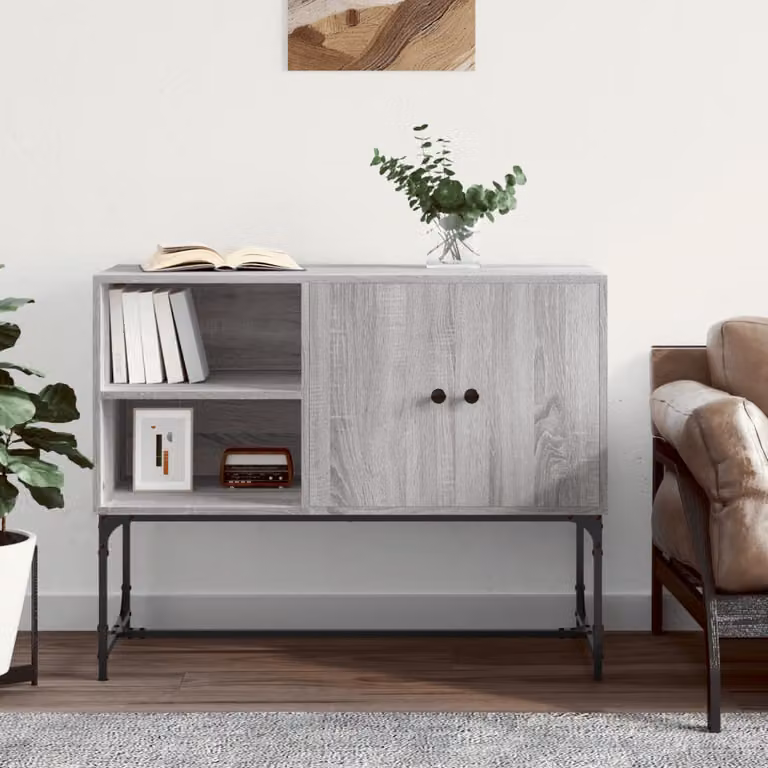 Credenza vidaXL in stile industriale Grigio Sonoma, L 100 x P 40 x H 79,5 cm