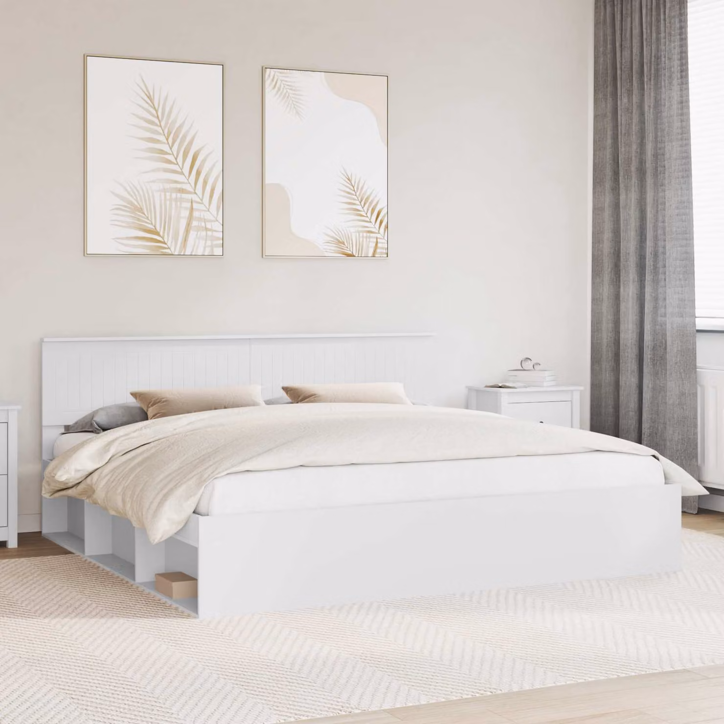 Struttura del letto in pino massello bianco vidaXL 200 x 200 cm