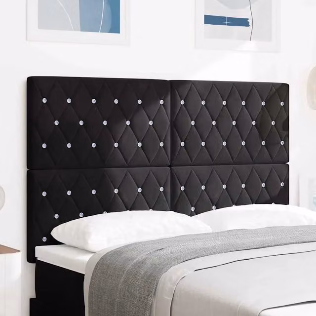 Testiera per letto con illuminazione LED integrata vidaXL in velluto nero, Larghezza: 160 cm