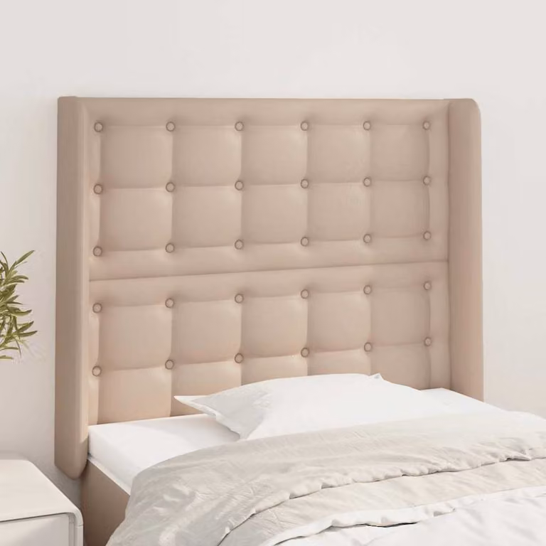 Testiera ad orecchio vidaXL in similpelle color cappuccino, L: 103 cm, P: 16 cm, H: 118-128 cm