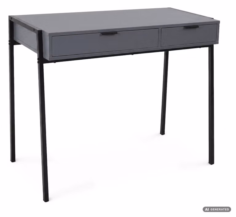Scrivania industriale per computer Grafite ZENTIA 100 cm 2 cassetti gambe nere