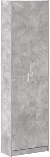 Mobiletto moderno in stile minimalista grigio opaco con ante a battente e ripiani interni, L: 55 cm, P: 25 cm, H: 189 cm