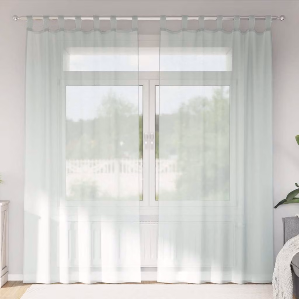 Set di 2 tende in voile semi-trasparenti vidaXL con passanti, colore grigio, L: 140 cm x H: 225 cm