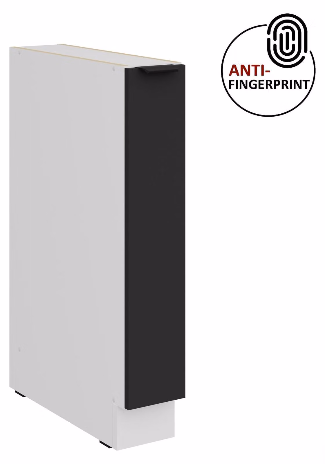 Mobile base da cucina con cassetto estraibile da 15 cm, cucina ARIA nero ultra opaco + bianco opaco, frontali di alta qualità con rivestimento anti-impronta, cucina a incasso, blocco cucina