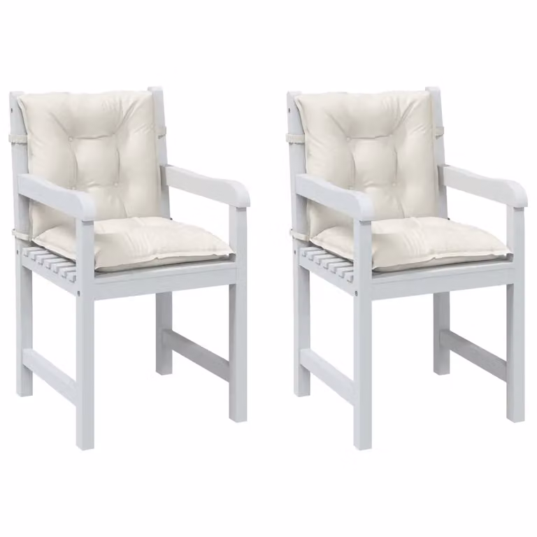 Set di 2 cuscini per sedia vidaXL in poliestere, colore beige e bianco, L 100 cm x P 50 cm x H 7 cm, antiscivolo e resistente ai raggi UV