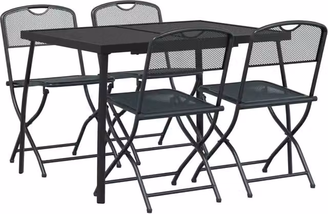 Set da Giardino Moderno in Acciaio Verniciato a Polvere Antracite Opaco per Terrazza e Giardino