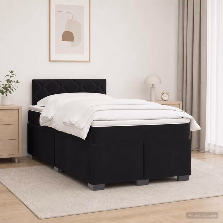 Maison Exclusive - Letto boxspring con materasso nero 120 x 200 cm in velluto