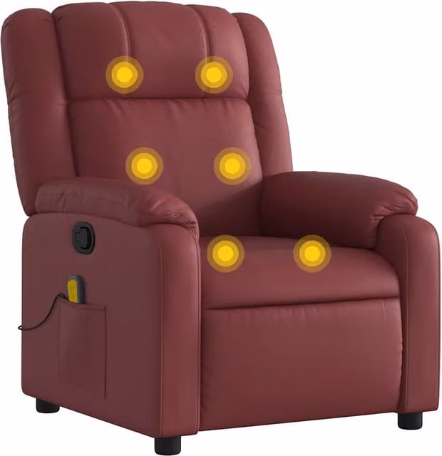 Poltrona Massaggiante | Sedia Relax Reclinabile Rosso vino in Similpelle