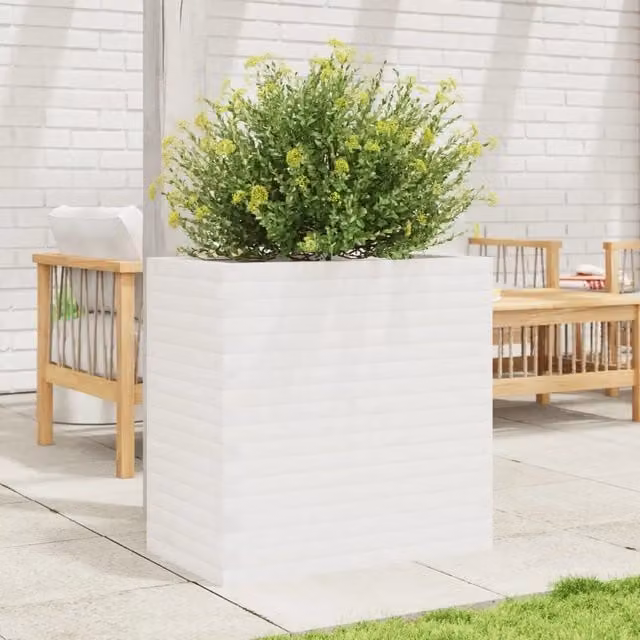 Fioriera da giardino bianca vidaXL in legno per orto ornamentale L: 70 cm, P: 40 cm, H: 68,5 cm