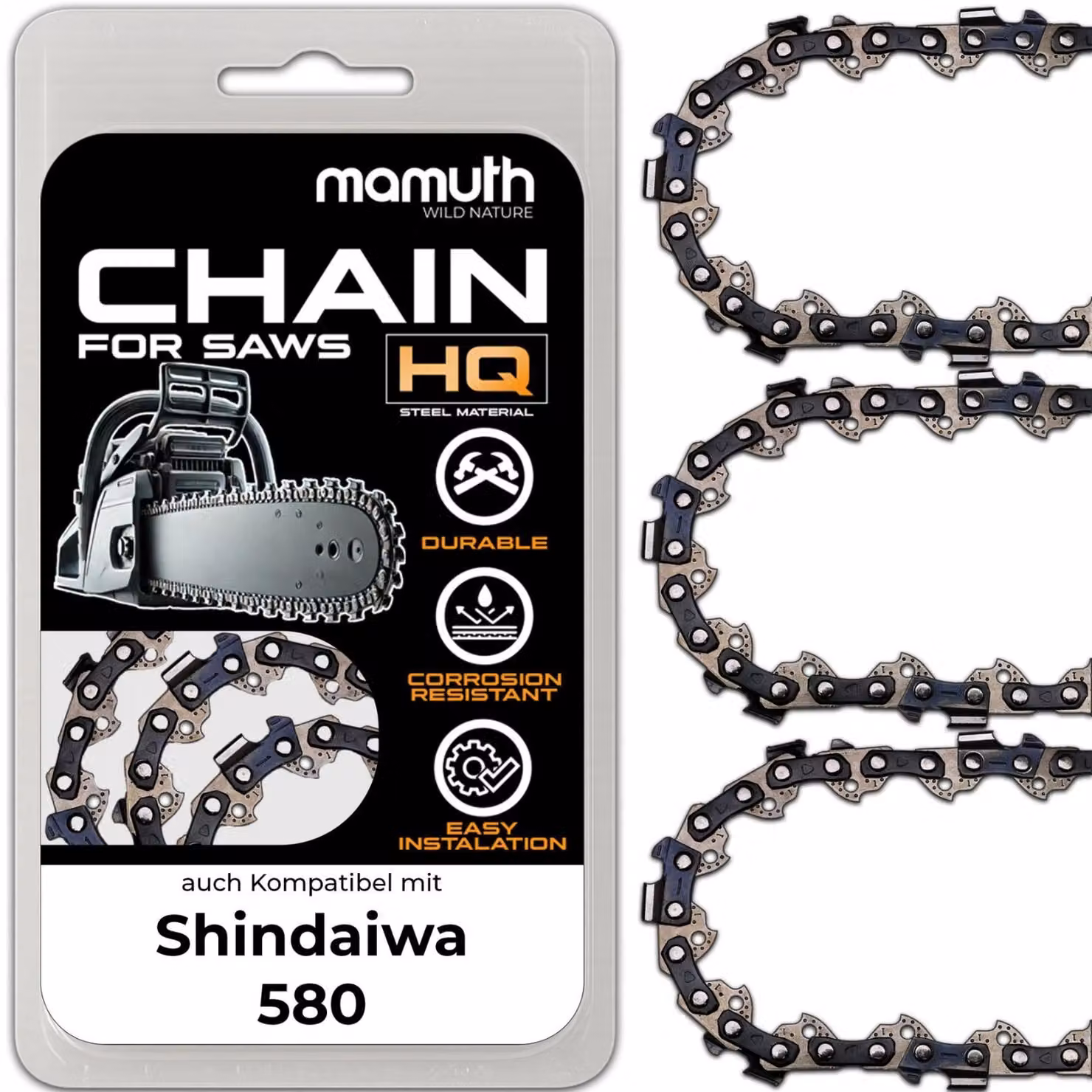 3 catene per motosega, lunghezza 45 cm, passo 1,5 mm, larghezza 0,325", 72 maglie, compatibili con Shindaiwa 580