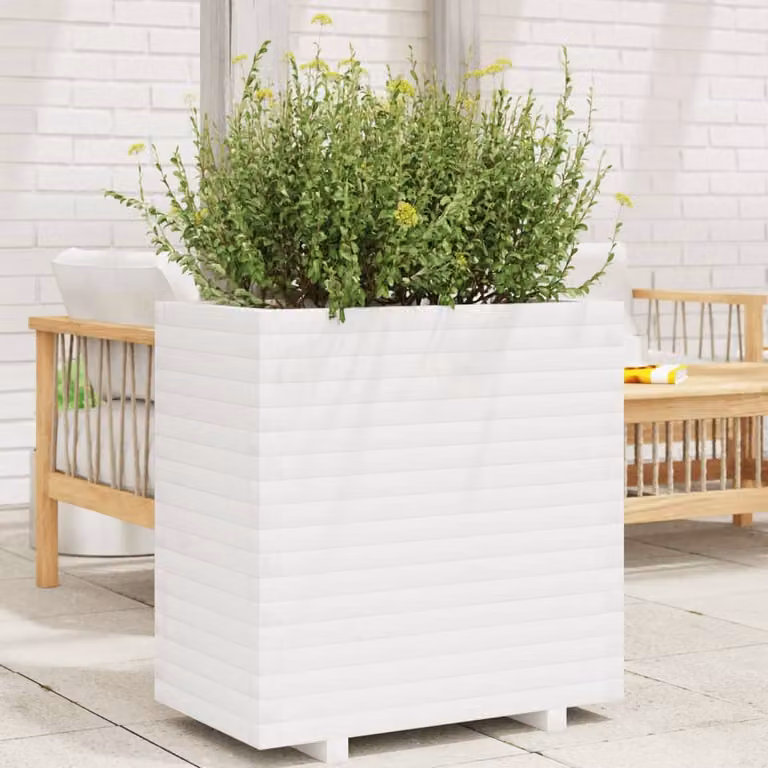 Fioriera da giardino vidaXL in legno di pino bianco L: 70 cm, P: 40 cm, H: 72 cm