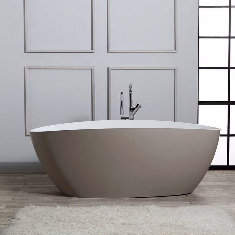 Vasca da bagno freestanding in resina di marmo beige | Rachele