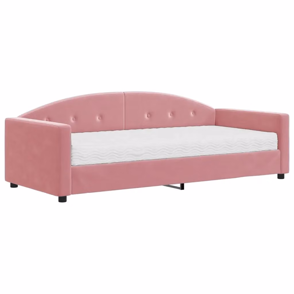 Divano Letto vidaXL in Velluto Rosa con Materasso in Schiuma L/P/H: 90 x 200 cm – 2