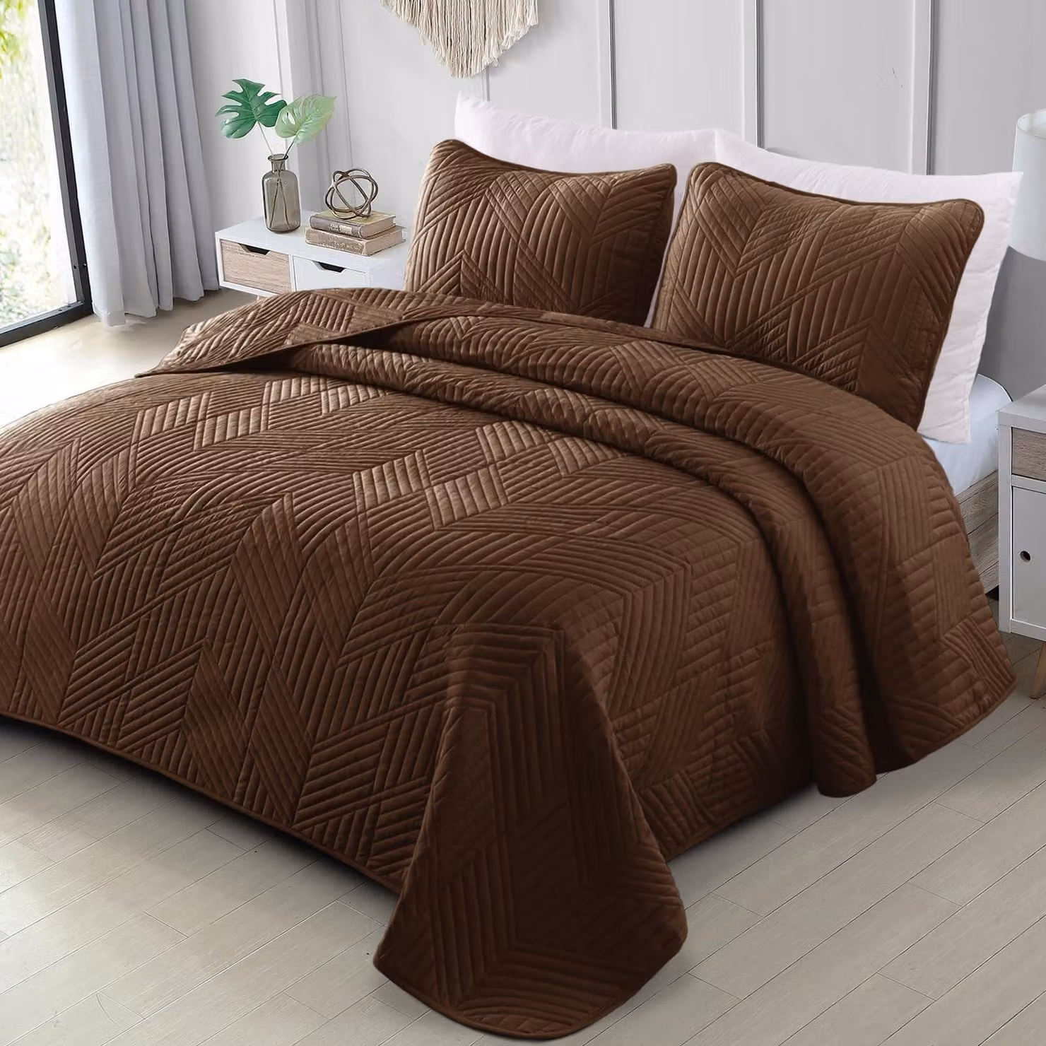 Elzusha - Copripiumino trapuntato con motivo geometrico moderno