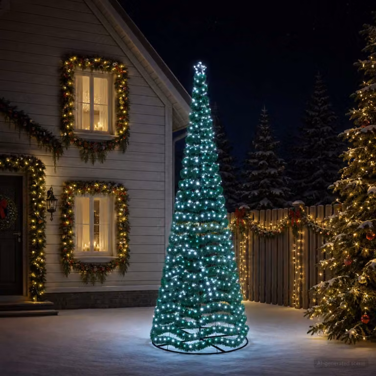 vidaXL Albero di Natale in tinsel con luci LED e base EKENAS 400 cm