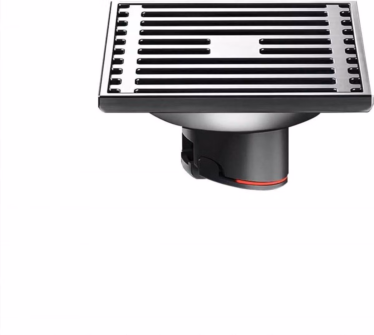 Scarico a pavimento per doccia, lato destro, con corpo abrasivo - 100mm, nero, impermeabile e resistente