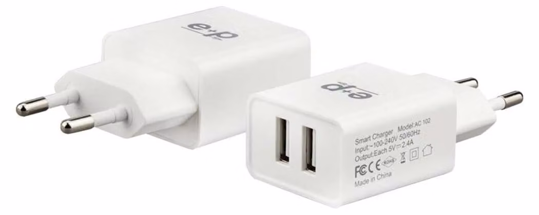E+P Elektrik Caricatore USB 2 volte, 4.800mA AC102 ws