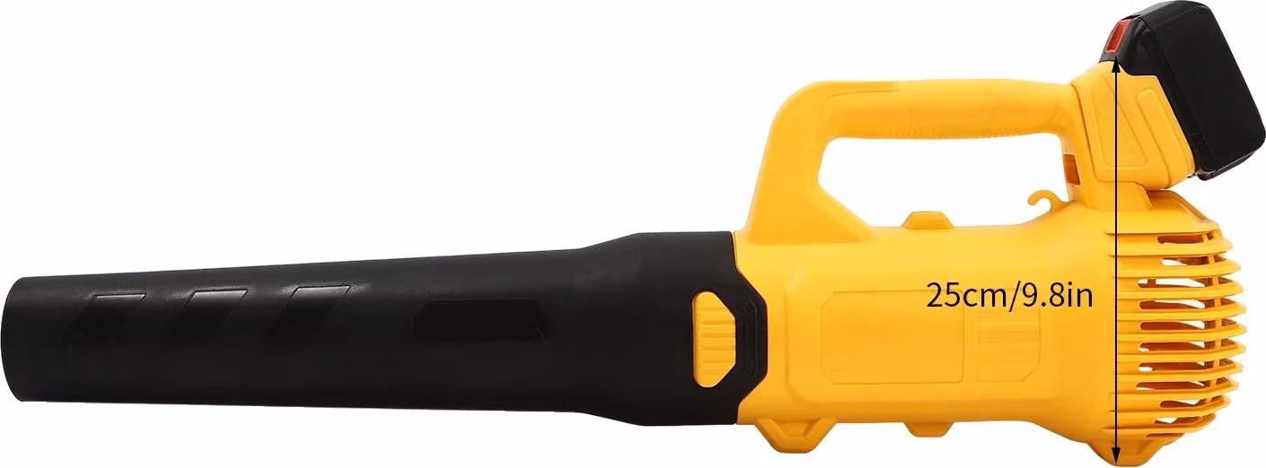 Soffiatore a batteria, potenza 3000W, 2 impostazioni di velocità, doppia batteria al litio, giallo, due batterie