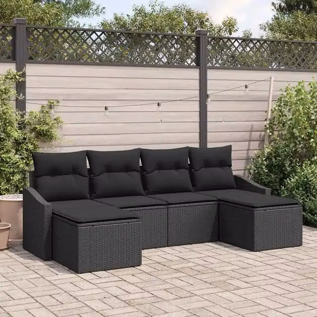Set di divani 6 pz Nero polyrattan 3346833