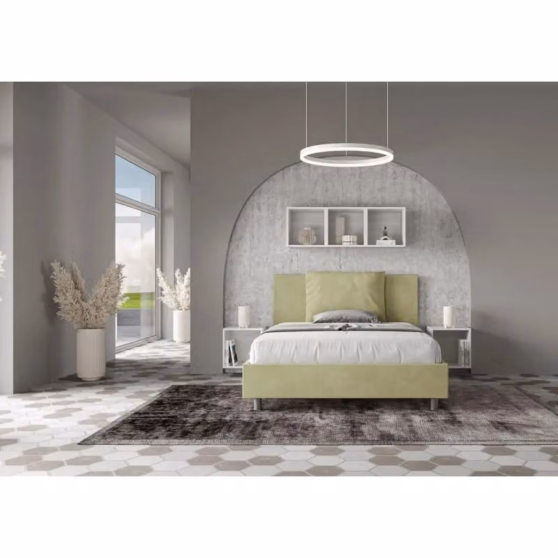 Letto imbottito Antea Ityhome color verde in microfibra con rete, L/P/H: 130 x 190 x 110 cm – 2
