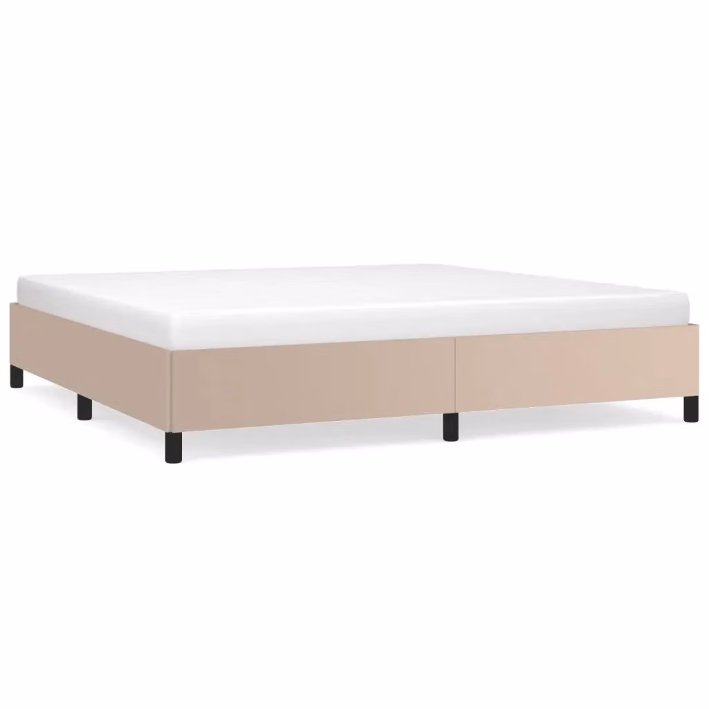 Giroletto vidaXL in similpelle beige con struttura imbottita e doghe in legno 200x200 cm – 2