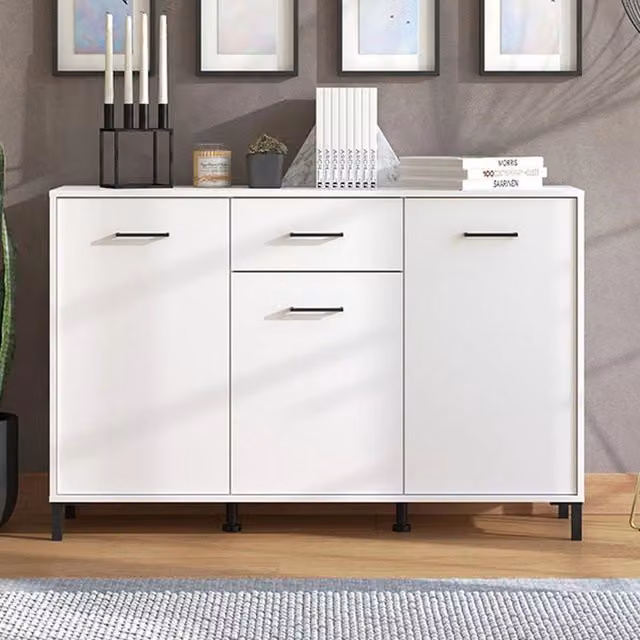 Madia Laerru, Credenza 3 Ripiani, 138x40x90h cm Bianco