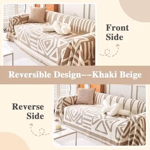 Coperta per divano in tessuto tipo "chenille" - per divani da 1 a 4 posti - colore kaki - 180x380 cm