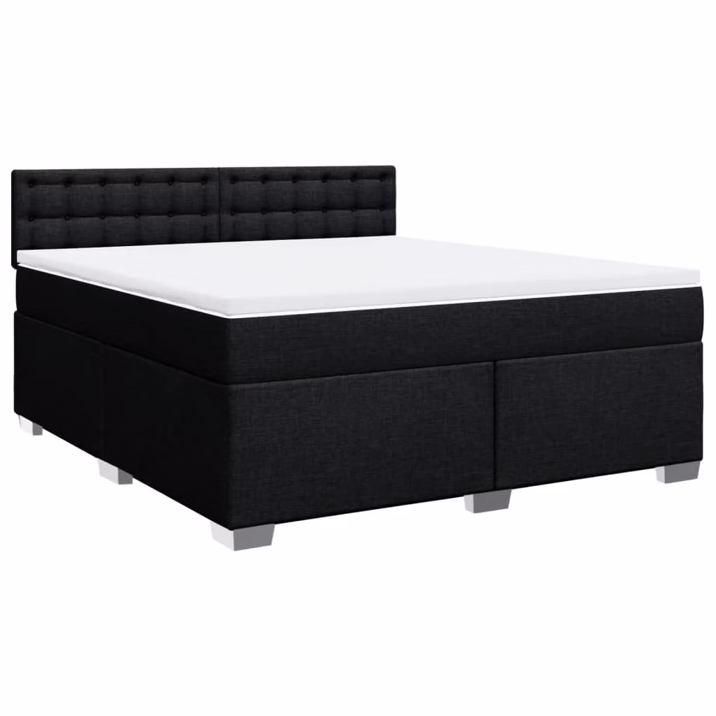 Giroletto a Molle con Materasso Nero 180x200 cm in Tessuto