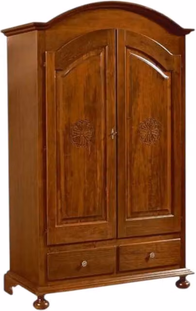 Armadio a 2 ante in legno stile arte povera con incisione floreale Mobili 2G colore noce L 125 cm, P 61 cm, H 200 cm – 3
