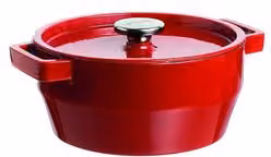 Casseruola con coperchio in vetro Pyrex in ghisa smaltata rossa L: 24 cm, H: 13 cm